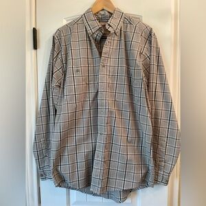 Wrangler brown plaid button-down, size M